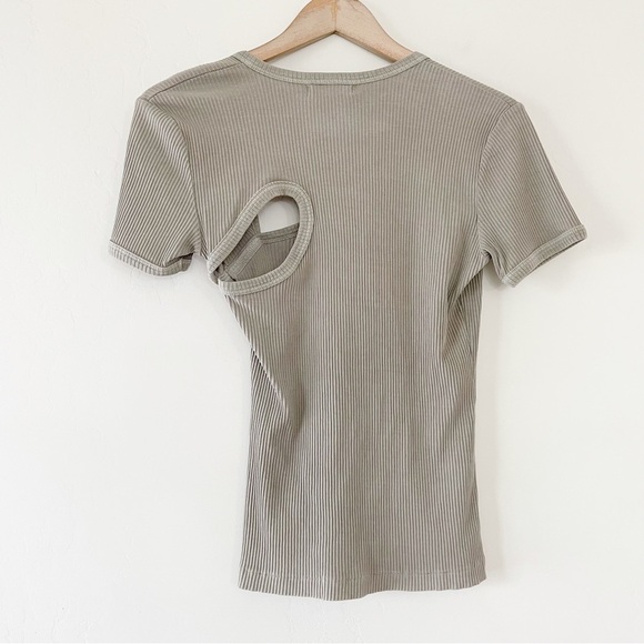JOHN ELLIOTT Asymmetrical Neck Top Cotton Rib In Brush - Picture 10 of 13
